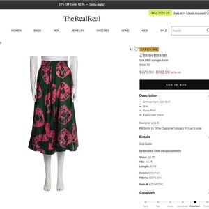 Zimmerman Silk Midi Length Skirt